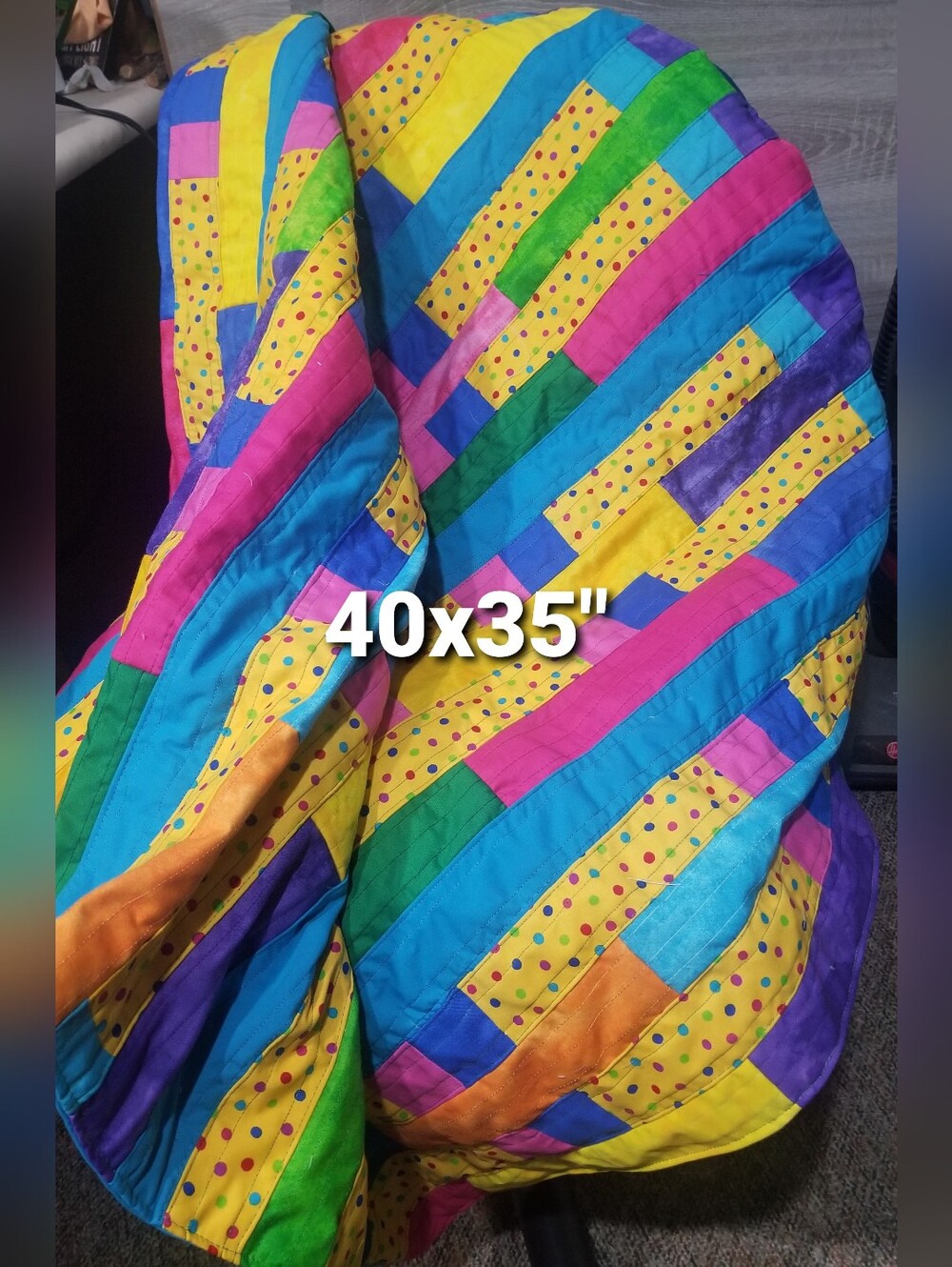 Baby Quilt Rainbow Shower Gift Lap Blanket Unisex Boy Girl Handmade Crib NWTag